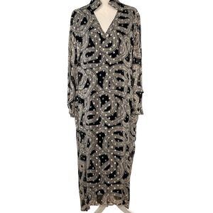 Holly Shae Black Gray Long Midi Shift Dress Abstract Print Women Plus Size 2X